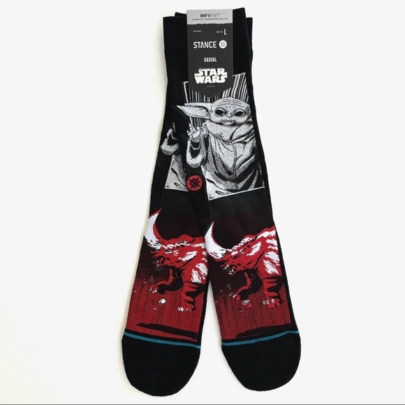 Star Wars Socks Stance Mens Large Infiknit Manga Mudhorn Yoda Black Red White - Picture 1 of 8